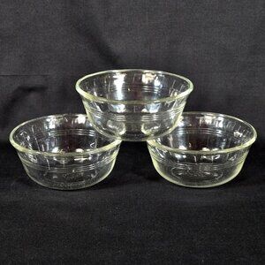 Lot Of 3 Vintage Pyrex 464 Custard Cups Bowls 10 Oz Scalloped Edge 3 Lines Ramek